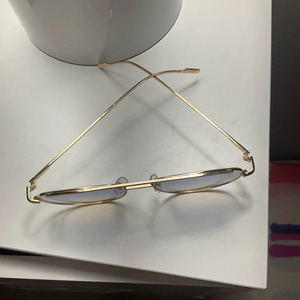 Free People Gold Frame Aviator Sunglasses with Light Blue Gradient Lenses